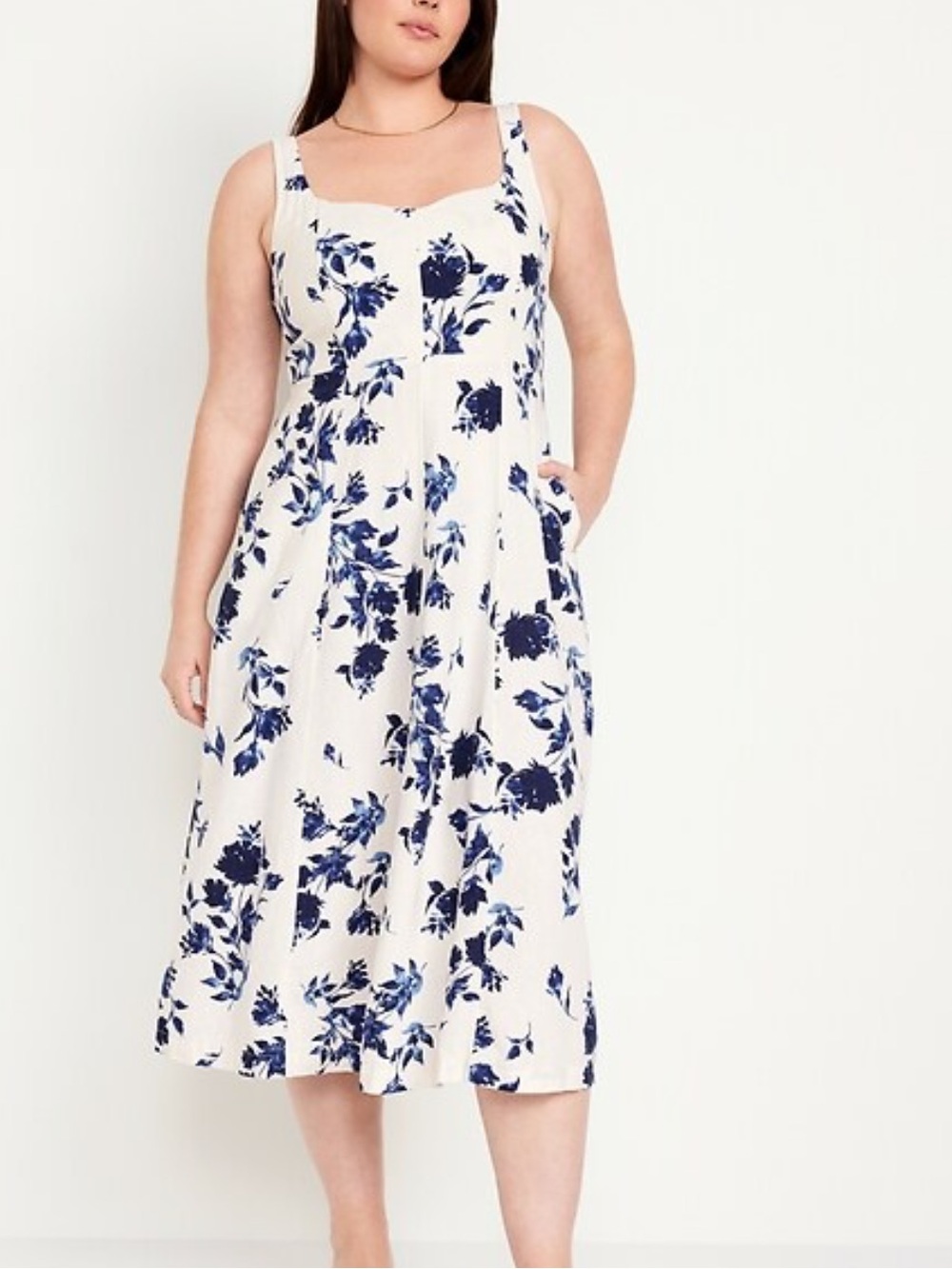 Old Navy White Dress with Navy Floral Print